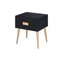 Mesa Auxiliar Ergode Estilo Retro Negro y Dorado con 2 Cajones Mesa Auxiliar Ergode Estilo Retro Negro y Dorado con 2 Cajones