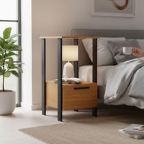 Mesa Auxiliar Escritório/Mesa Cabeceira 100% MDF 1 Gaveta 40cm Industrial F39 Pradel Móveis