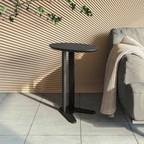 Mesa Auxiliar Lateral Oval 60x70cm MDF Preto Fosco