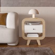 Mesa Auxiliar Nice com entrada USB Nature Branco