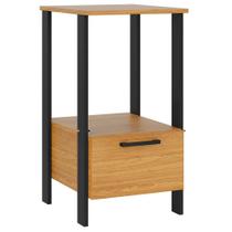 Mesa Auxiliar Para Escritório 01 Gaveta Industrial Batel D03 Freijó Preto Fosco - Lyam Decor Mesa Auxiliar Para Escritório 01 Gaveta Industrial Batel D03 Freijó Preto Fosco - Lyam Decor