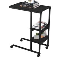 Mesa Auxiliar para Sofá Cama com Rodízios e Prateleiras Fit