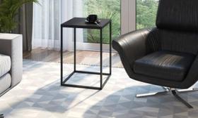 Mesa Auxiliar Quadrada Cube G Preto/Preto Industrial Artesano