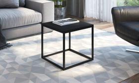 Mesa Auxiliar Quadrada Cube M Preto/Preto Industrial Artesano Mesa Auxiliar Quadrada Cube M Preto/Preto Industrial Artesano