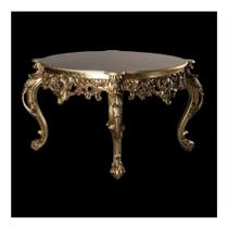 Mesa Auxiliar Quadrada rico ENtalhes Luiz XV Folha Ouro