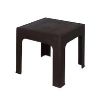Mesa Auxiliar Rattan 47,5x47,5x42cm Pequena de Plástico Quadrada Reforçada Premium Camping Praia Jardim Área MáximaPlast