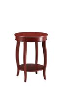 Mesa auxiliar redonda de madera Casafoyer con estante inferior roja Mesa auxiliar redonda de madera Casafoyer con estante inferior roja