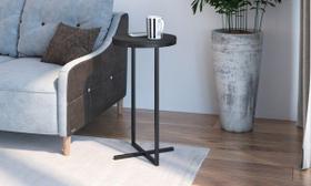 Mesa Auxiliar Redonda Volpi Alta Preto/Preto Industrial Artesano