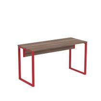 Mesa Auxiliar Tubular P25 Pandin 90 CM Walnut e Vermelho