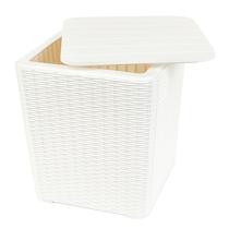 Mesa Auxiliar Vira Baú De Jardim Rattan Capri Branco Mesa Auxiliar Vira Baú De Jardim Rattan Capri Branco