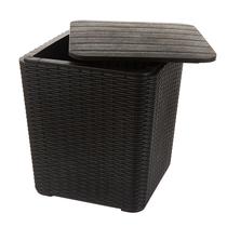 Mesa Auxiliar Vira Bau De Jardim Rattan Capri Preto - Garden Life