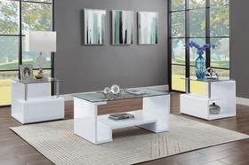 Mesa Auxiliar Yardlio con Tapa de Vidrio Transparente y Acabado Brillante Blanco 8mm