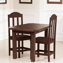 Mesa Avulsa de Madeira Maciça 4 Lugares De Jantar Castanho