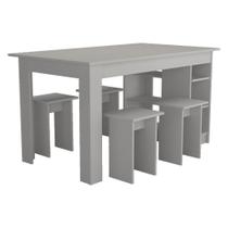 Mesa B21 4 Lugares Tampo em MDP com Nichos 140cm Branco Nova Mobile