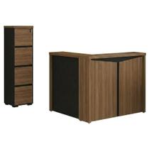 Mesa Balcao Atendimento 135X118 cm E Gaveteiro Alto 4 Gavetas 143X46 cm Artany Mesa Balcao Atendimento 135X118 cm E Gaveteiro Alto 4 Gavetas 143X46 cm Artany
