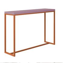 Mesa Bancada Balcão Aparador Alto Mavie 150cm Industrial Ferro Bronze Madeira 100% MDF Rose Gold - Ahz Móveis