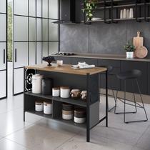 Mesa Bancada Gourmet Estilo Industrial 127cm P1034 Placa e Ponto Mel/Grafite Mesa Bancada Gourmet Estilo Industrial 127cm P1034 Placa e Ponto Mel/Grafite