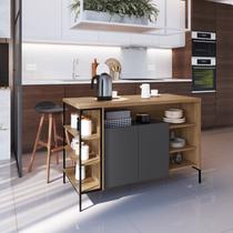 Mesa Bancada Gourmet Estilo Industrial 131cm com Armario 2 Portas