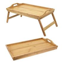 Mesa bandeja de bambu retangular com pes retrateis 50x30cm
