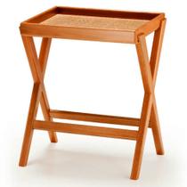 Mesa Bandeja Scarmat Ozki 50 cm Madeira Eucalipto Cedro Palha de Buriti