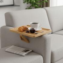 Mesa Bandeja Suporte Braço Sofá Bambu Dobrável 33cm Prático Mesa Bandeja Suporte Braço Sofá Bambu Dobrável 33cm Prático