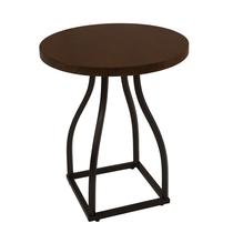 Mesa Benjara Tior Accent, tampo laminado redondo de madeira de 20 polegadas, base de metal, marrom e preta Mesa Benjara Tior Accent, tampo laminado redondo de madeira de 20 polegadas, base de metal, marrom e preta