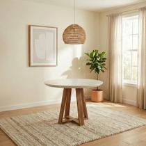 Mesa Bennett Redonda 115cm com Tampo de Vidro