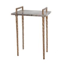 Mesa Benzara 22" Agate Stone Top Bronze Metal Frame