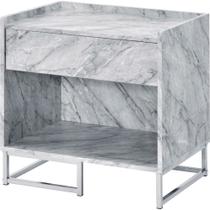 Mesa Benzara Benjara Faux Marble com acabamento cromado azul Mesa Benzara Benjara Faux Marble com acabamento cromado azul
