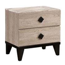 Mesa Benzara, mesa de cabeceira com 2 gavetas, creme, 59x39x59 cm