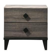 Mesa Benzara Mesa de cabeceira de madeira com 2 gavetas cinza 59x39x59cm Mesa Benzara Mesa de cabeceira de madeira com 2 gavetas cinza 59x39x59cm