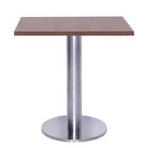 Mesa Beta Big em Inox 75 cm (Altura) com Disco Redondo com Tampo em MDP Quadrado 60 cm Cor Imbuia Mesa Beta Big em Inox 75 cm (Altura) com Disco Redondo com Tampo em MDP Quadrado 60 cm Cor Imbuia