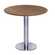 Mesa Beta Big em Inox 75 cm (Altura) com Disco Redondo com Tampo em MDP Redonda 70 cm Cor Imbuia
