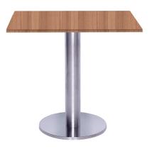 Mesa Beta Big Inox 75 cm (Alt) Disco Redondo Tampo MDP Quadrado 60 cm (Larg) x 2,50 cm (Alt) Noce Naturalle Mesa Beta Big Inox 75 cm (Alt) Disco Redondo Tampo MDP Quadrado 60 cm (Larg) x 2,50 cm (Alt) Noce Naturalle