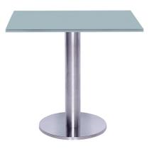 Mesa Beta Big Inox 75 cm (Alt) Disco Redondo Tampo MDP Quadrado 70 cm (Larg) x 2,50 cm (Alt) Cinza Mesa Beta Big Inox 75 cm (Alt) Disco Redondo Tampo MDP Quadrado 70 cm (Larg) x 2,50 cm (Alt) Cinza