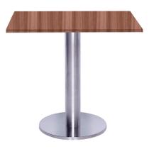 Mesa Beta Big Inox 75 cm (Alt) Disco Redondo Tampo MDP Quadrado 70 cm (Larg) x 2,50 cm (Alt) Walnut Mesa Beta Big Inox 75 cm (Alt) Disco Redondo Tampo MDP Quadrado 70 cm (Larg) x 2,50 cm (Alt) Walnut