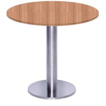 Mesa Beta Big Inox 75 cm (Alt) Disco Redondo Tampo MDP Redondo 60 cm (Larg) x 2,50 cm (Alt) Noce Naturalle
