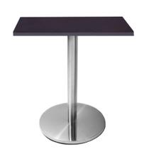 Mesa Beta em Inox 75 cm (Altura) com Disco Redondo com Tampo em MDP Quadrado 60 cm Cor Preto