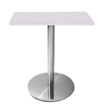 Mesa Beta em Inox 75 cm (Altura) com Disco Redondo com Tampo em MDP Quadrado 70 cm Cor Branco Mesa Beta em Inox 75 cm (Altura) com Disco Redondo com Tampo em MDP Quadrado 70 cm Cor Branco