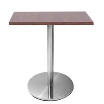 Mesa Beta em Inox 75 cm (Altura) com Disco Redondo com Tampo em MDP Quadrado 70 cm Cor Imbuia