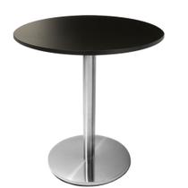 Mesa Beta em Inox 75 cm (Altura) com Disco Redondo com Tampo em MDP Redondo 60 cm Cor Preto