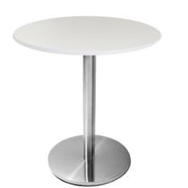 Mesa Beta em Inox 75 cm (Altura) com Disco Redondo com Tampo em MDP Redondo 70 cm Cor Branco