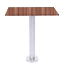 Mesa Beta Fixa Inox 71,50 cm (Alt) Disco Redondo Tampo MDP Quadrado 70 cm (Larg) x 2,50 cm (Alt) Walnut