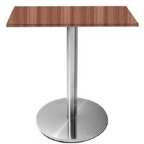 Mesa Beta Inox 75 cm (Altura) Disco Redondo Tampo MDP Quadrado 70 cm (Larg) x 2,50 cm (Alt) Walnut Mesa Beta Inox 75 cm (Altura) Disco Redondo Tampo MDP Quadrado 70 cm (Larg) x 2,50 cm (Alt) Walnut
