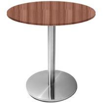 Mesa Beta Inox 75 cm (Altura) Disco Redondo Tampo MDP Redondo 60 cm (Larg) x 2,50 cm (Alt) Walnut