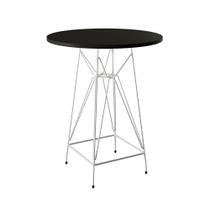 Mesa Bistrô Alta 60Cm Preta Base Ferro Branco Cor: Preto Mesa Bistrô Alta 60Cm Preta Base Ferro Branco Cor: Preto