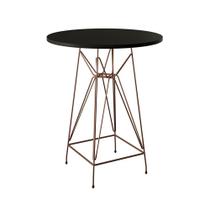 Mesa Bistrô Alta 60Cm Preta Base Ferro Cobre Cor: Preto Mesa Bistrô Alta 60Cm Preta Base Ferro Cobre Cor: Preto