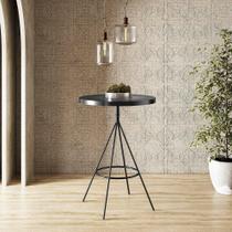 Mesa Bistrô Alta Dhalia Redonda Aço Carbono e MDF 60cm Preto D'Rossi Mesa Bistrô Alta Dhalia Redonda Aço Carbono e MDF 60cm Preto D'Rossi