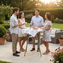 Mesa Bistrô Alta Dobrável C/ Tampo 80cm Robust Piscina Churrasco Area Gourmet Camping Praia Preta