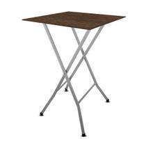Mesa Bistrô Alta Dobrável Maui para Cozinha Bar com Tampo MDF - Prata e Villandry Mesa Bistrô Alta Dobrável Maui para Cozinha Bar com Tampo MDF - Prata e Villandry